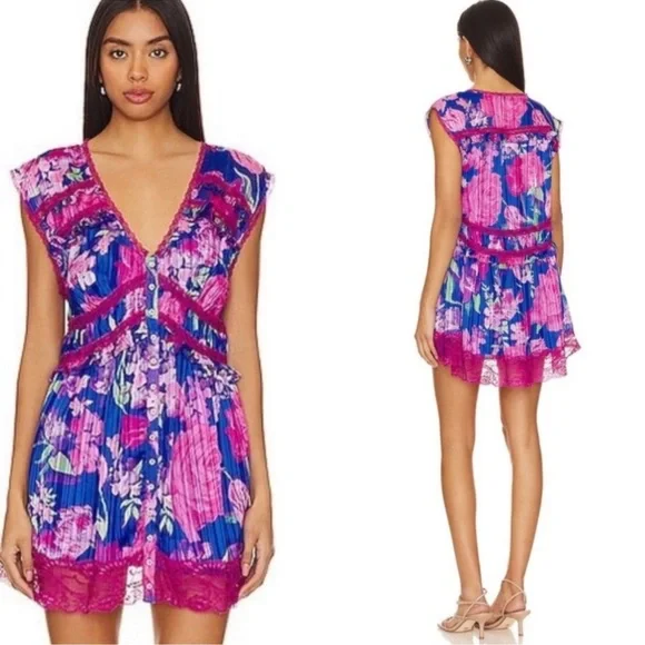 Free People SPRING FLING MINI DRESS SIZE LARGE - Picture 13 of 16